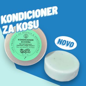 Prirodni čvrsti kondicioner za kosu s ruzmarinom, lavandom, aloe verom, mentom i morskom bukovinom